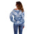 Indonesia Javanese Batik Off Shoulder Sweater Nelson Mandela Madiba Blue - Wonder Print Shop