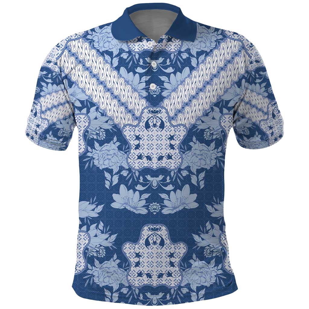 Indonesia Javanese Batik Polo Shirt Nelson Mandela Madiba Blue - Wonder Print Shop