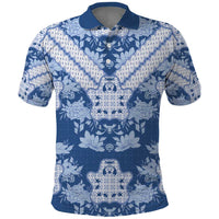 Indonesia Javanese Batik Polo Shirt Nelson Mandela Madiba Blue - Wonder Print Shop