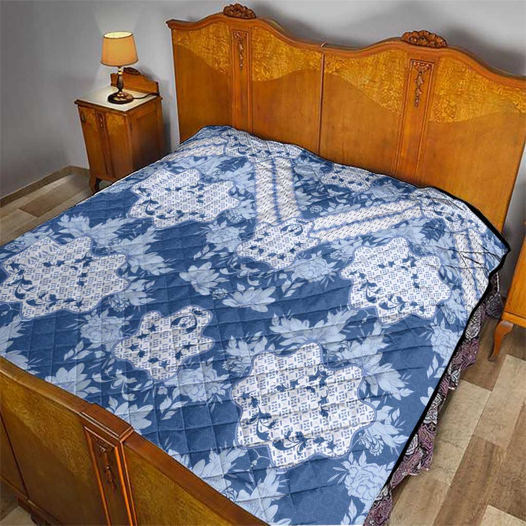 Indonesia Javanese Batik Quilt Nelson Mandela Madiba Blue - Wonder Print Shop