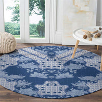 Indonesia Javanese Batik Round Carpet Nelson Mandela Madiba Blue - Wonder Print Shop