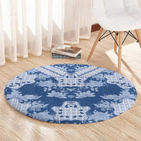 Indonesia Javanese Batik Round Carpet Nelson Mandela Madiba Blue - Wonder Print Shop