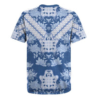 Indonesia Javanese Batik Rugby Jersey Nelson Mandela Madiba Blue - Wonder Print Shop