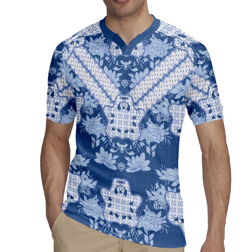Indonesia Javanese Batik Rugby Jersey Nelson Mandela Madiba Blue - Wonder Print Shop