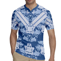 Indonesia Javanese Batik Rugby Jersey Nelson Mandela Madiba Blue - Wonder Print Shop