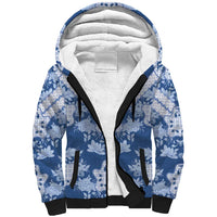 Indonesia Javanese Batik Sherpa Hoodie Nelson Mandela Madiba Blue - Wonder Print Shop