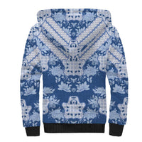 Indonesia Javanese Batik Sherpa Hoodie Nelson Mandela Madiba Blue - Wonder Print Shop