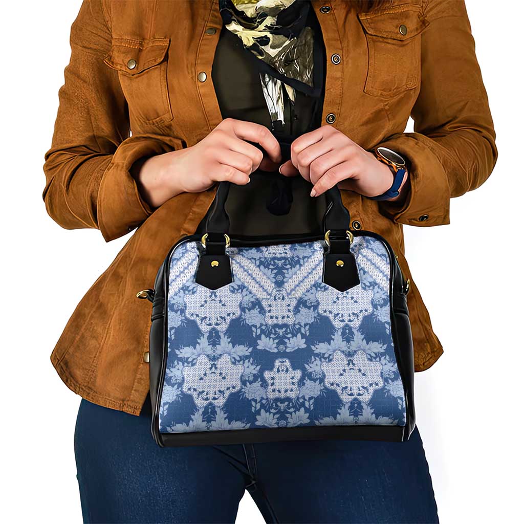 Indonesia Javanese Batik Shoulder Handbag Nelson Mandela Madiba Blue - Wonder Print Shop