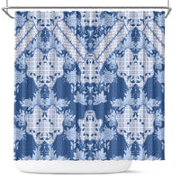 Indonesia Javanese Batik Shower Curtain Nelson Mandela Madiba Blue - Wonder Print Shop