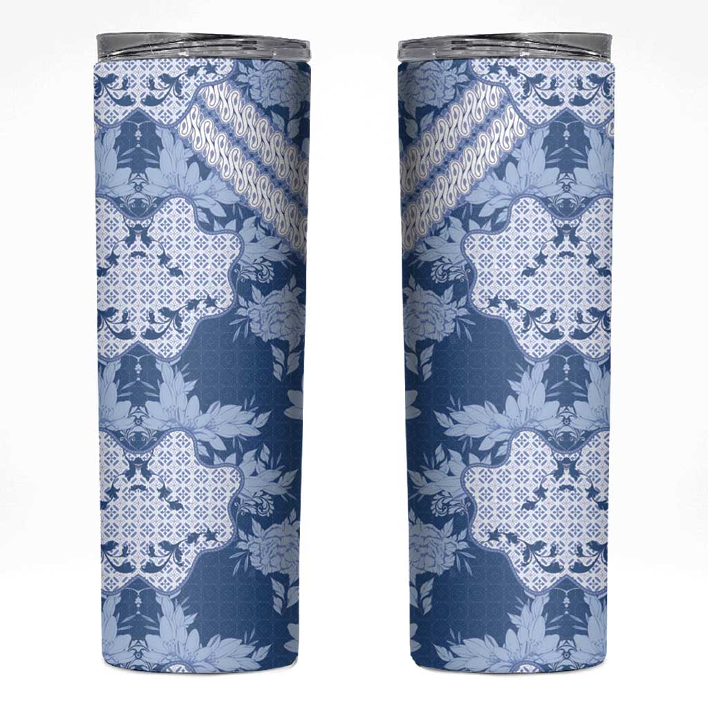 Indonesia Javanese Batik Skinny Tumbler Nelson Mandela Madiba Blue - Wonder Print Shop
