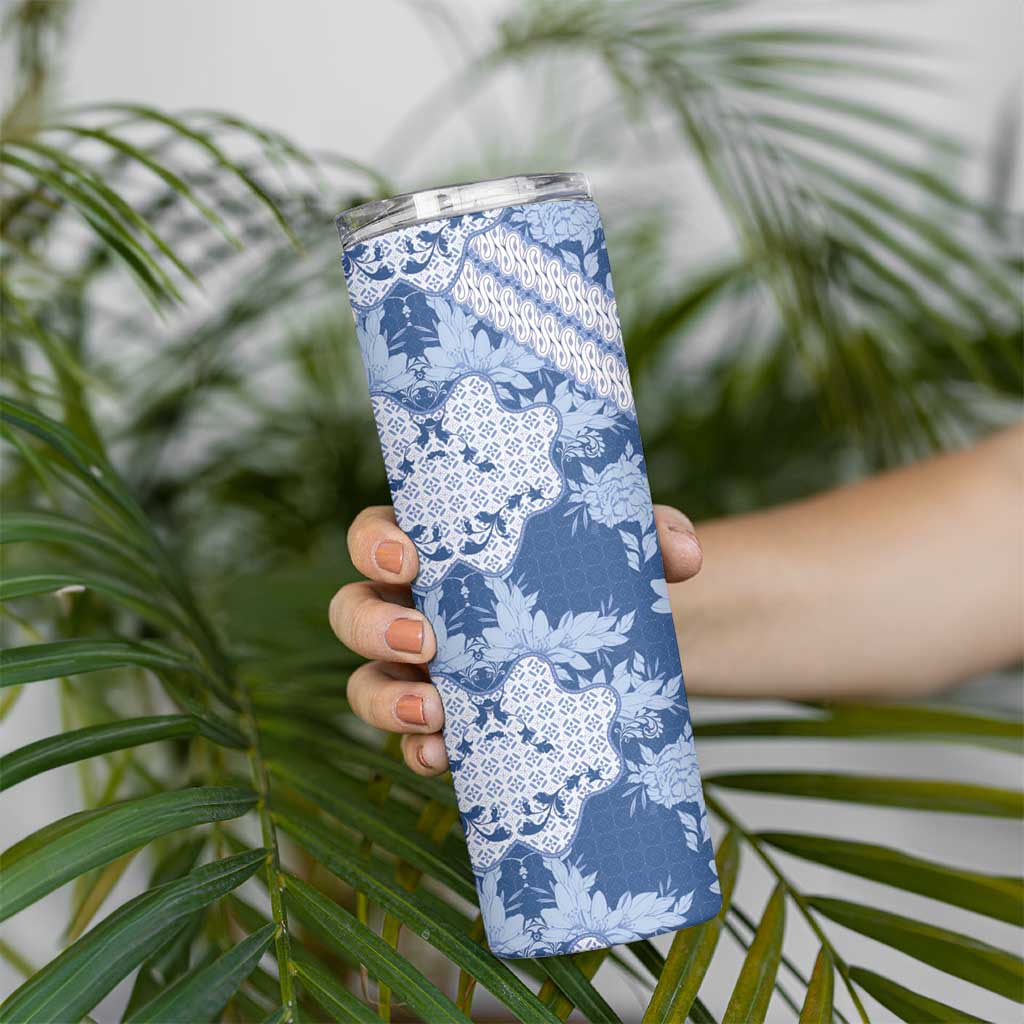 Indonesia Javanese Batik Skinny Tumbler Nelson Mandela Madiba Blue - Wonder Print Shop