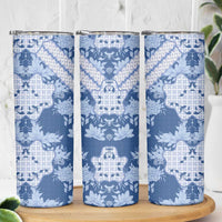 Indonesia Javanese Batik Skinny Tumbler Nelson Mandela Madiba Blue - Wonder Print Shop