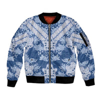 Indonesia Javanese Batik Sleeve Zip Bomber Jacket Nelson Mandela Madiba Blue - Wonder Print Shop