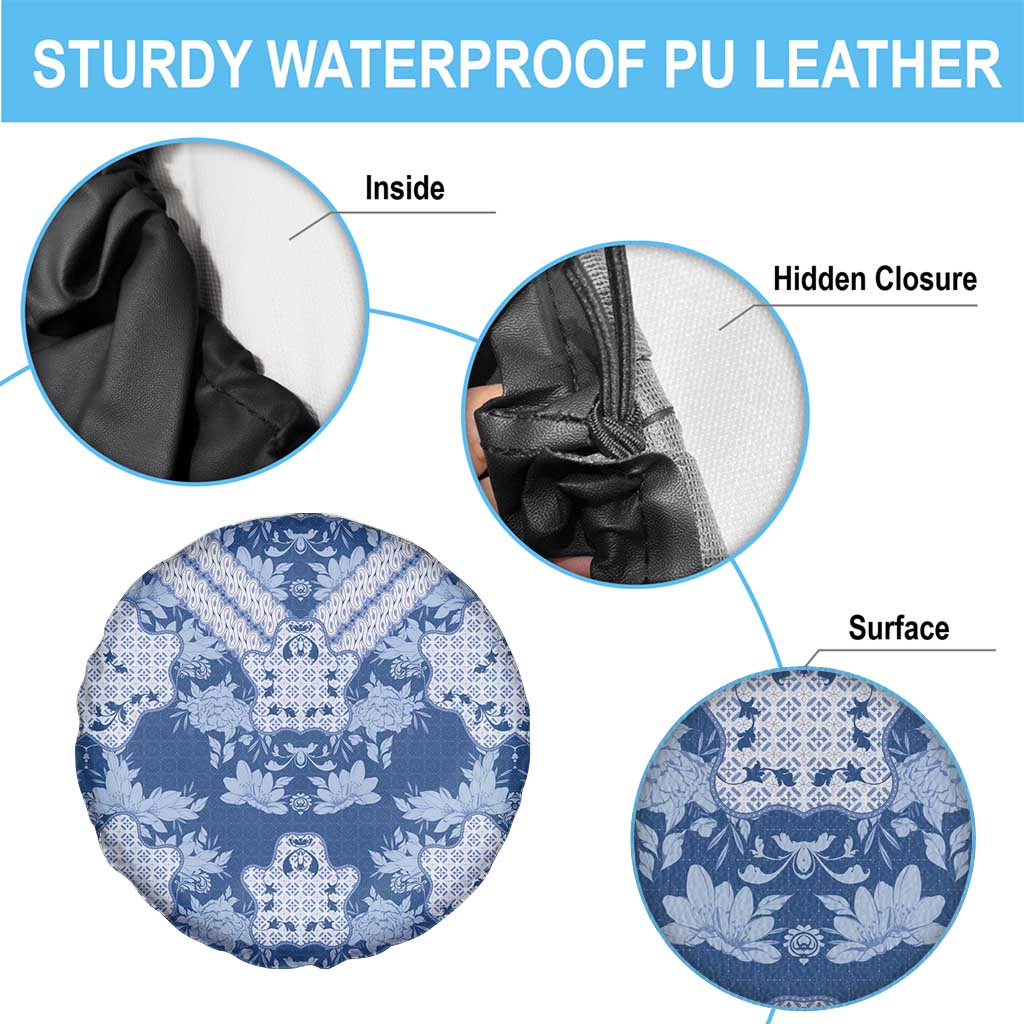 Indonesia Javanese Batik Spare Tire Cover Nelson Mandela Madiba Blue - Wonder Print Shop