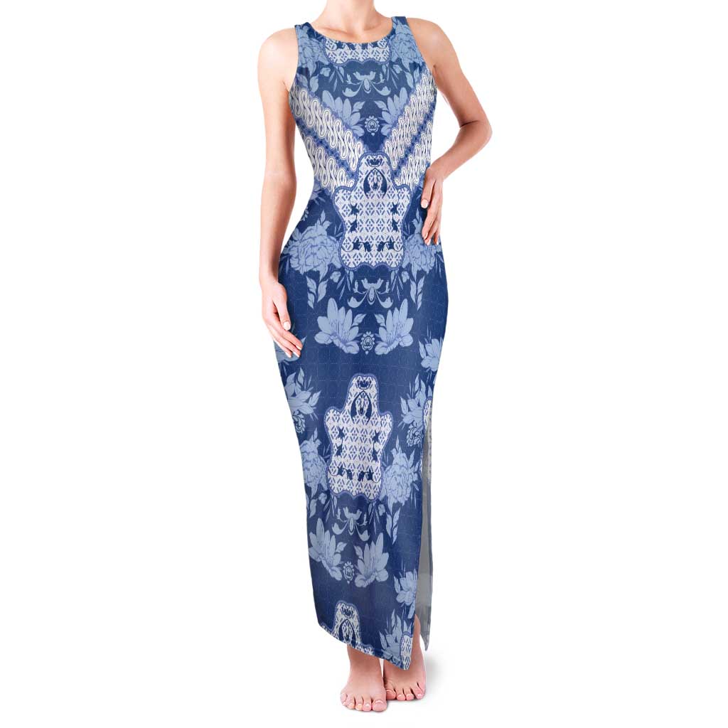 Indonesia Javanese Batik Tank Maxi Dress Nelson Mandela Madiba Blue - Wonder Print Shop