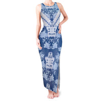 Indonesia Javanese Batik Tank Maxi Dress Nelson Mandela Madiba Blue - Wonder Print Shop