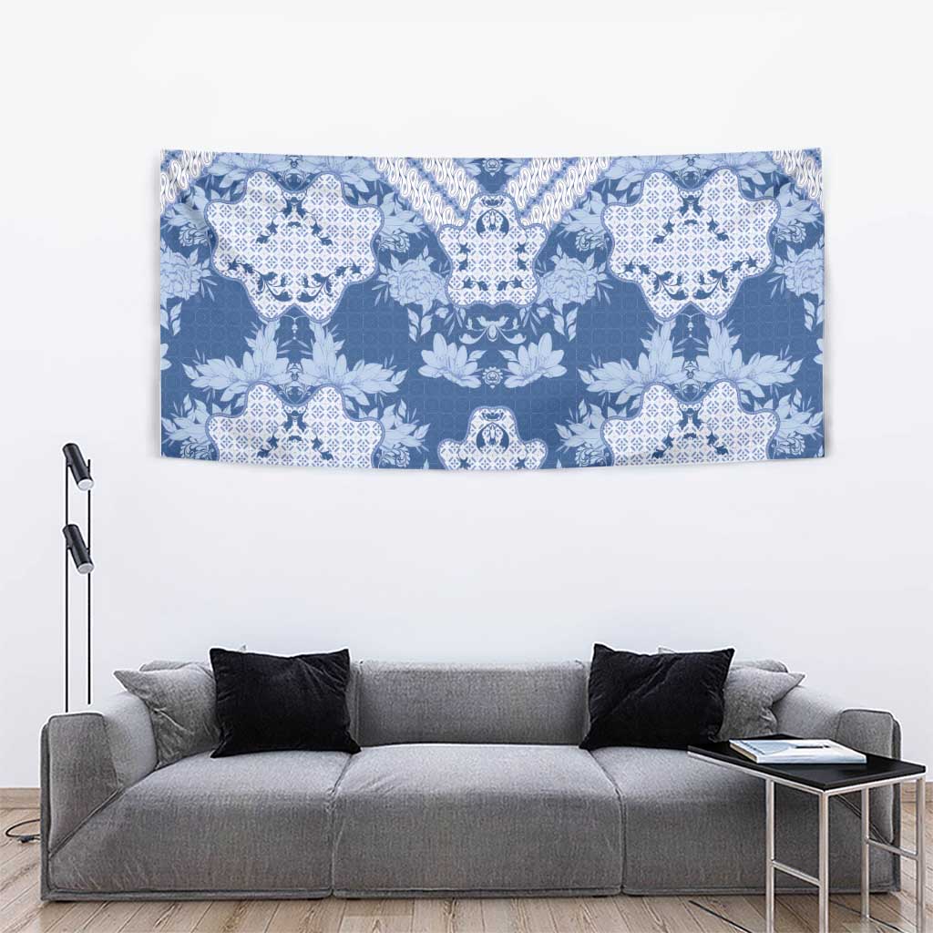 Indonesia Javanese Batik Tapestry Nelson Mandela Madiba Blue - Wonder Print Shop