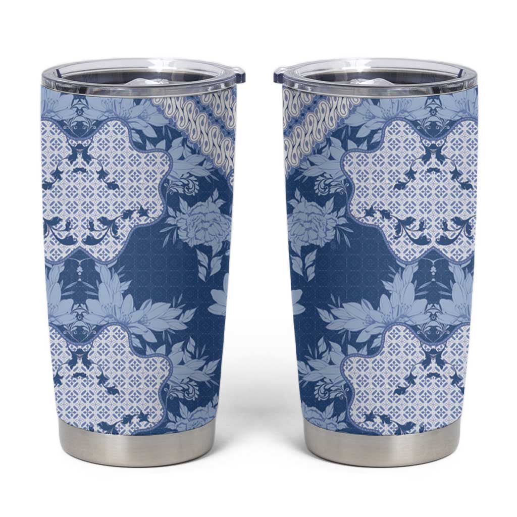 Indonesia Javanese Batik Tumbler Cup Nelson Mandela Madiba Blue - Wonder Print Shop