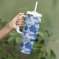 Indonesia Javanese Batik Tumbler With Handle Nelson Mandela Madiba Blue - Wonder Print Shop