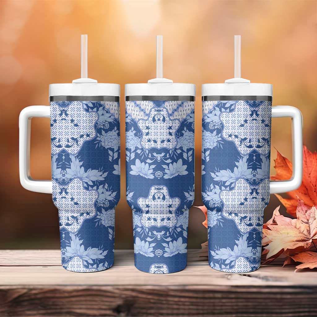 Indonesia Javanese Batik Tumbler With Handle Nelson Mandela Madiba Blue - Wonder Print Shop