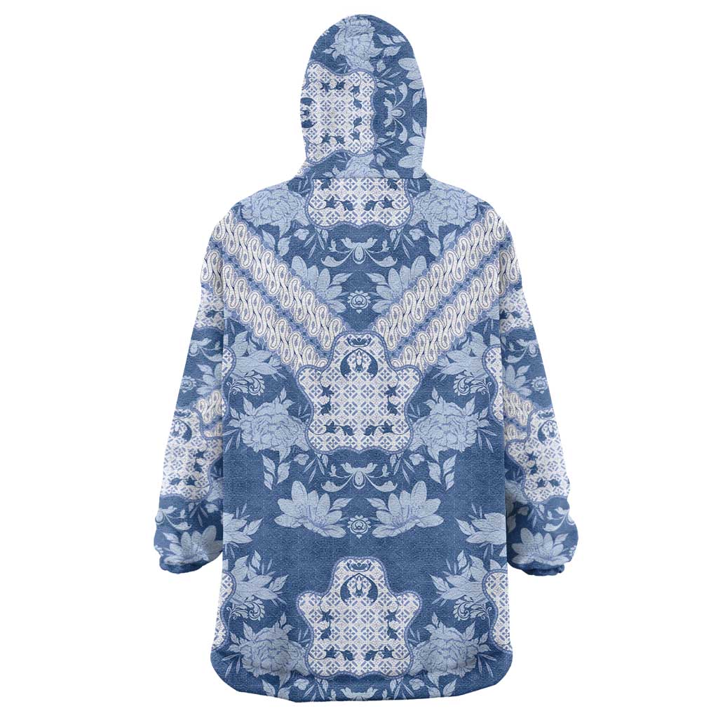 Indonesia Javanese Batik Wearable Blanket Hoodie Nelson Mandela Madiba Blue - Wonder Print Shop