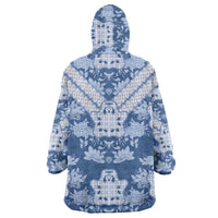 Indonesia Javanese Batik Wearable Blanket Hoodie Nelson Mandela Madiba Blue - Wonder Print Shop