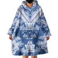 Indonesia Javanese Batik Wearable Blanket Hoodie Nelson Mandela Madiba Blue - Wonder Print Shop
