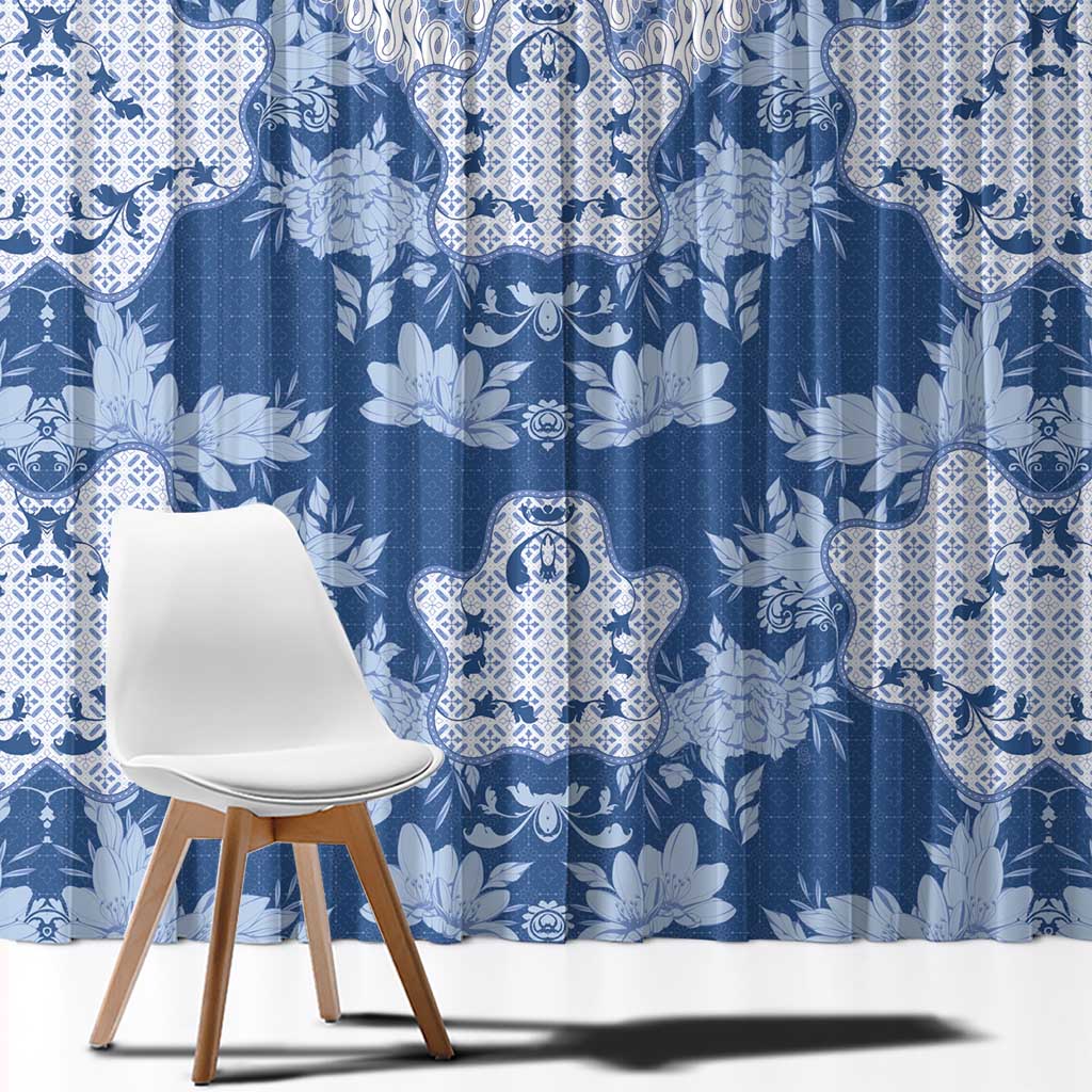 Indonesia Javanese Batik Window Curtain Nelson Mandela Madiba Blue - Wonder Print Shop