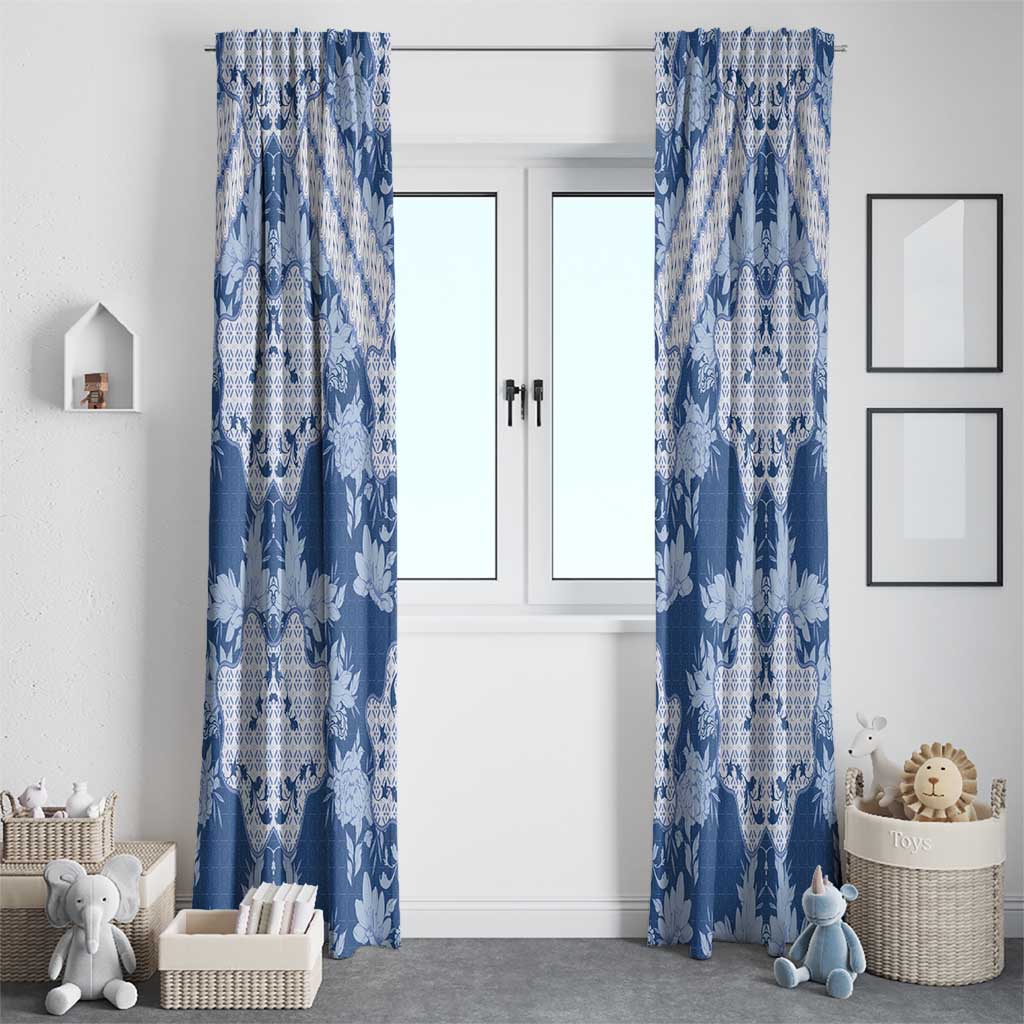 Indonesia Javanese Batik Window Curtain Nelson Mandela Madiba Blue - Wonder Print Shop