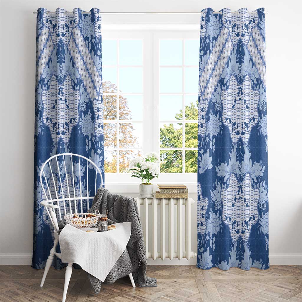 Indonesia Javanese Batik Window Curtain Nelson Mandela Madiba Blue - Wonder Print Shop