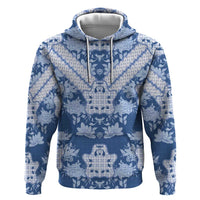 Indonesia Javanese Batik Zip Hoodie Nelson Mandela Madiba Blue - Wonder Print Shop