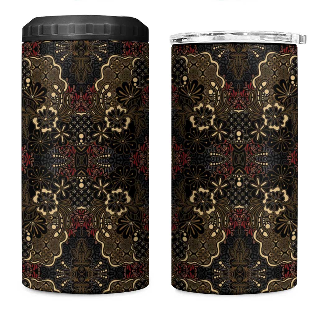 Indonesia Javanese Batik 4 in 1 Can Cooler Tumbler Nelson Mandela Madiba Vintage Style - Wonder Print Shop