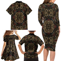 Indonesia Javanese Batik Family Matching Long Sleeve Bodycon Dress and Hawaiian Shirt Nelson Mandela Madiba Vintage Style - Wonder Print Shop