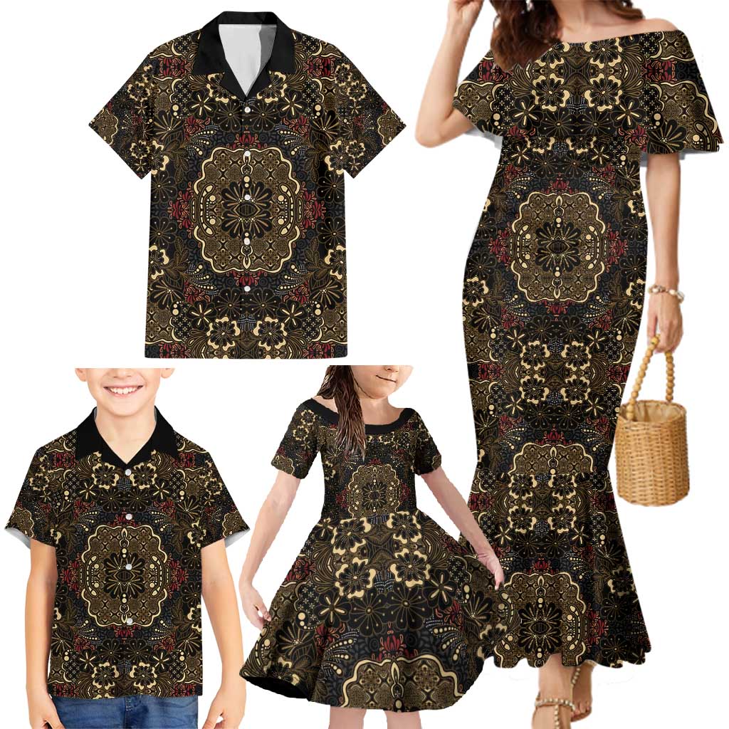 Indonesia Javanese Batik Family Matching Mermaid Dress and Hawaiian Shirt Nelson Mandela Madiba Vintage Style - Wonder Print Shop