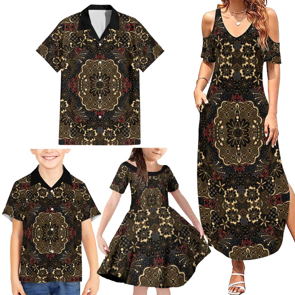 Indonesia Javanese Batik Family Matching Summer Maxi Dress and Hawaiian Shirt Nelson Mandela Madiba Vintage Style - Wonder Print Shop