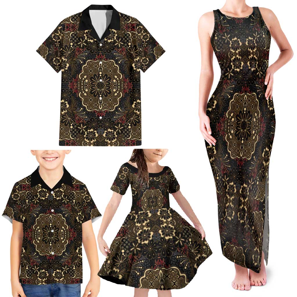 Indonesia Javanese Batik Family Matching Tank Maxi Dress and Hawaiian Shirt Nelson Mandela Madiba Vintage Style - Wonder Print Shop