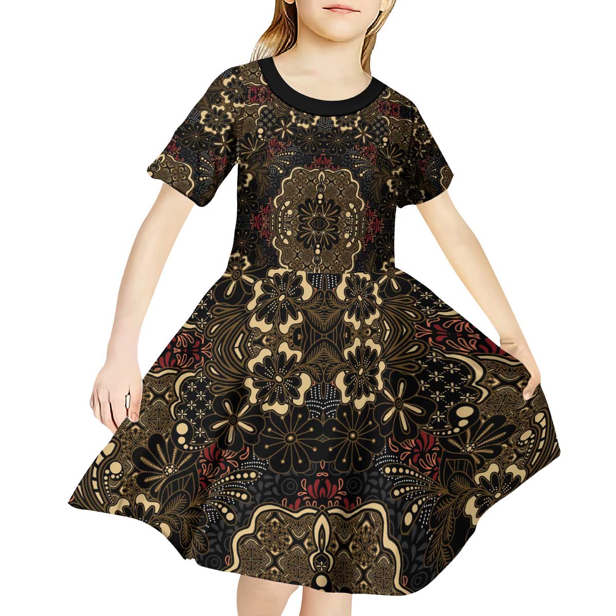 Indonesia Javanese Batik Kid Short Sleeve Dress Nelson Mandela Madiba Vintage Style - Wonder Print Shop