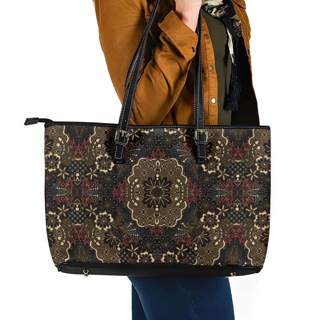 Indonesia Javanese Batik Leather Tote Bag Nelson Mandela Madiba Vintage Style - Wonder Print Shop