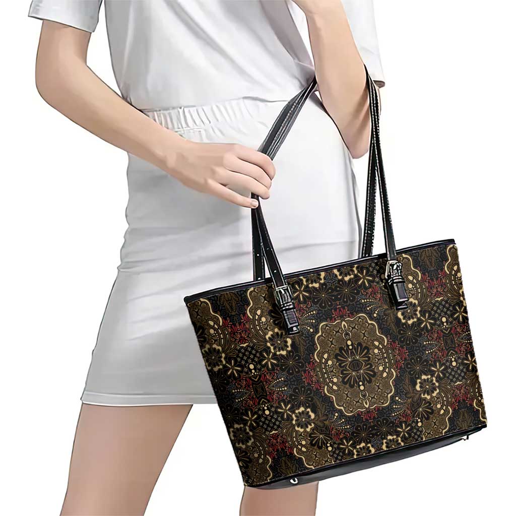 Indonesia Javanese Batik Leather Tote Bag Nelson Mandela Madiba Vintage Style - Wonder Print Shop