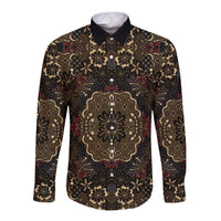 Indonesia Javanese Batik Long Sleeve Button Shirt Nelson Mandela Madiba Vintage Style - Wonder Print Shop