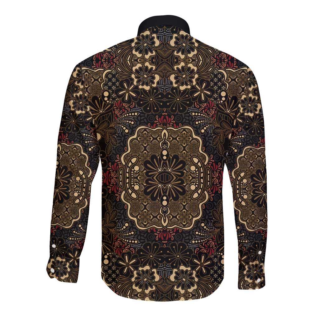 Indonesia Javanese Batik Long Sleeve Button Shirt Nelson Mandela Madiba Vintage Style - Wonder Print Shop