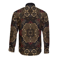 Indonesia Javanese Batik Long Sleeve Button Shirt Nelson Mandela Madiba Vintage Style - Wonder Print Shop