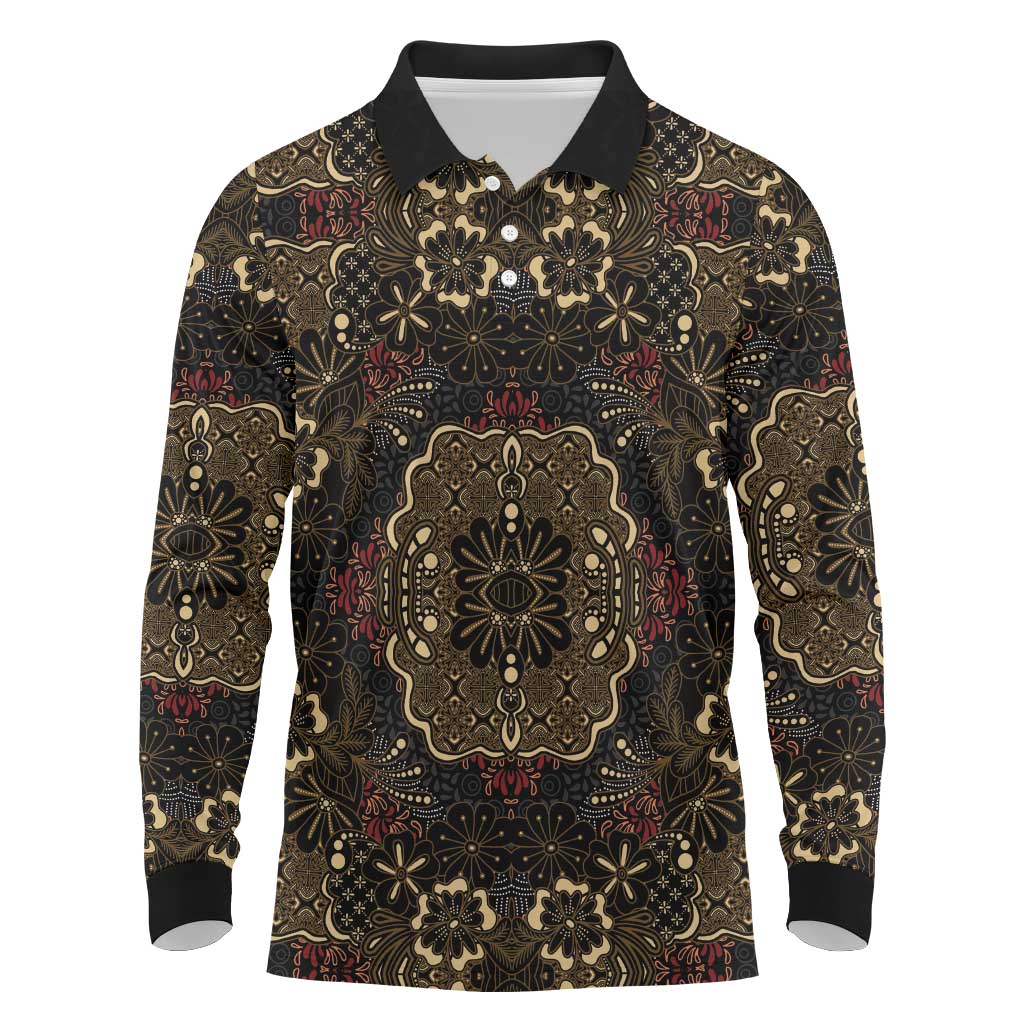 Indonesia Javanese Batik Long Sleeve Polo Shirt Nelson Mandela Madiba Vintage Style - Wonder Print Shop