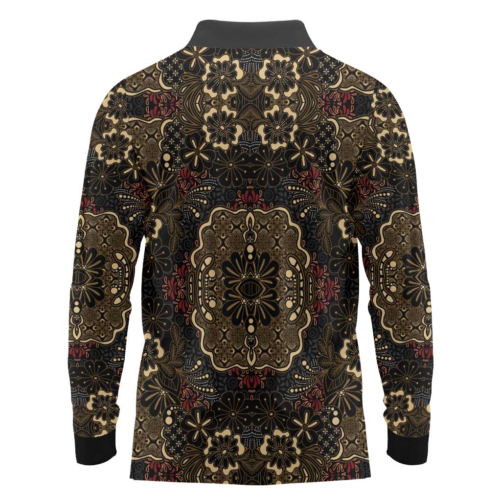 Indonesia Javanese Batik Long Sleeve Polo Shirt Nelson Mandela Madiba Vintage Style - Wonder Print Shop