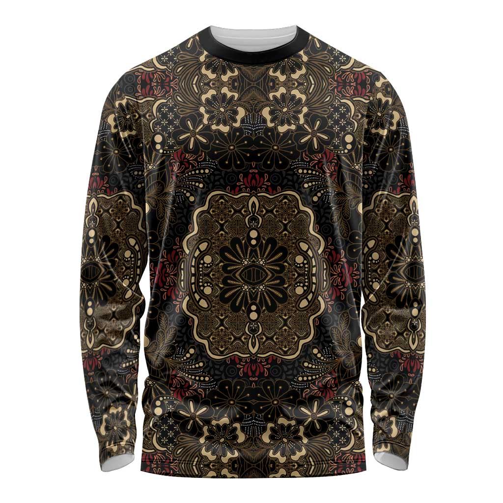 Indonesia Javanese Batik Long Sleeve Shirt Nelson Mandela Madiba Vintage Style - Wonder Print Shop
