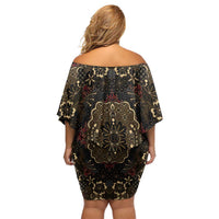 Indonesia Javanese Batik Off Shoulder Short Dress Nelson Mandela Madiba Vintage Style - Wonder Print Shop