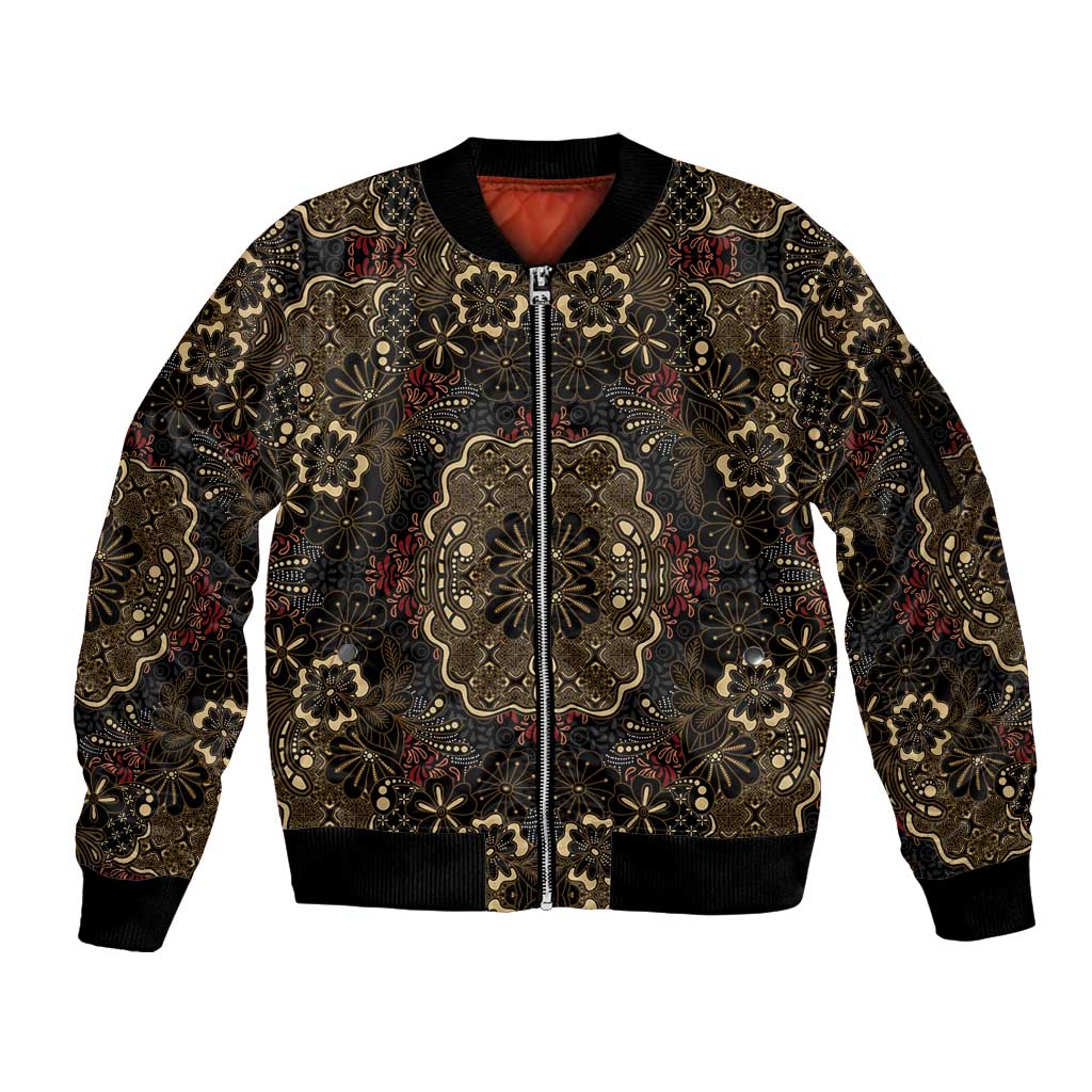 Indonesia Javanese Batik Sleeve Zip Bomber Jacket Nelson Mandela Madiba Vintage Style - Wonder Print Shop