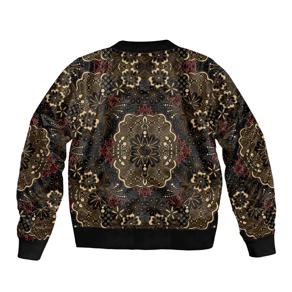 Indonesia Javanese Batik Sleeve Zip Bomber Jacket Nelson Mandela Madiba Vintage Style - Wonder Print Shop