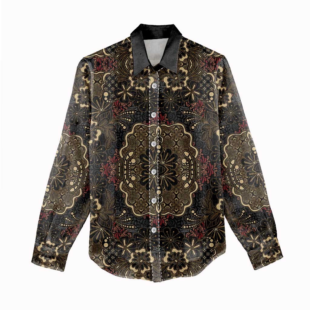 Indonesia Javanese Batik Women Casual Shirt Nelson Mandela Madiba Vintage Style - Wonder Print Shop