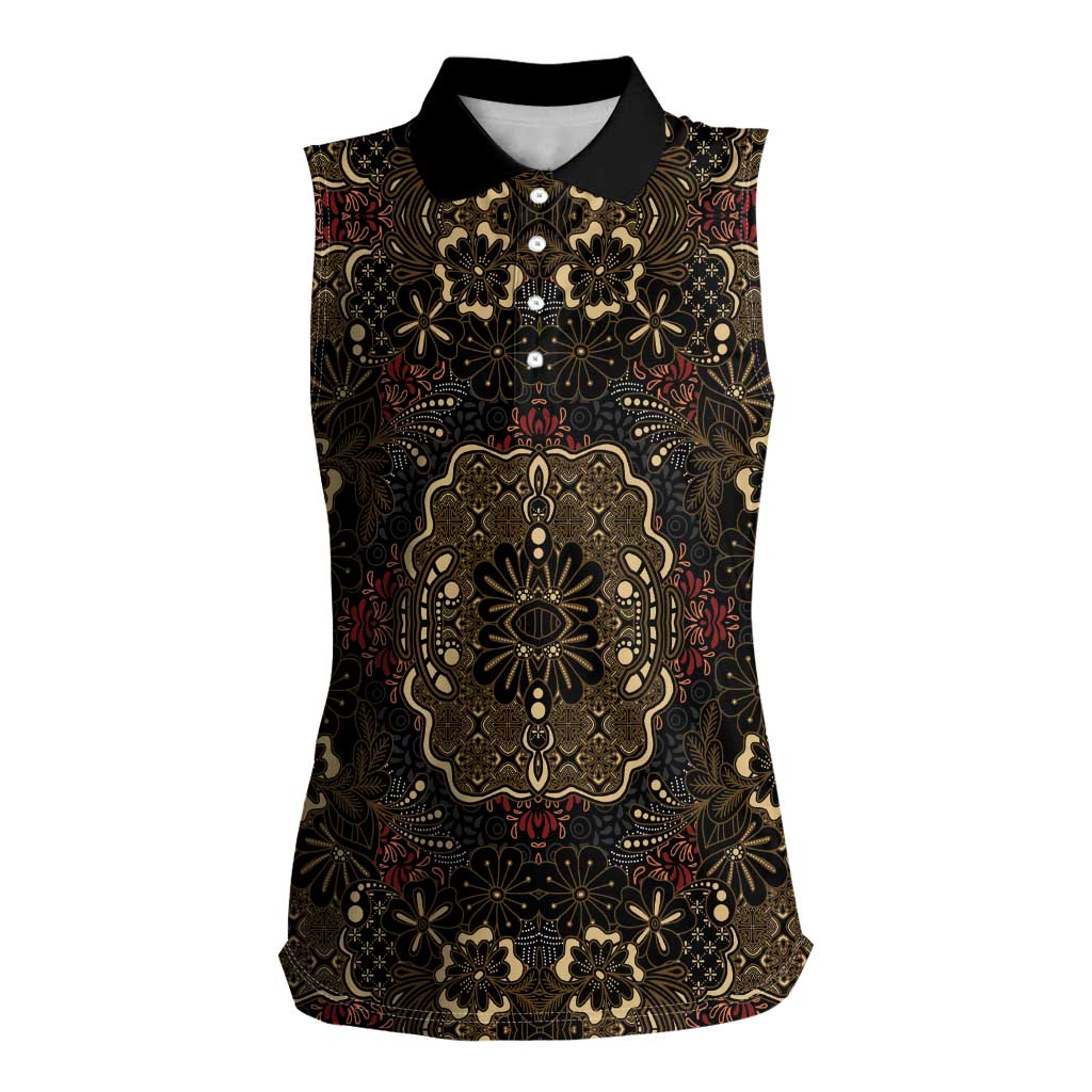 Indonesia Javanese Batik Women Sleeveless Polo Shirt Nelson Mandela Madiba Vintage Style - Wonder Print Shop